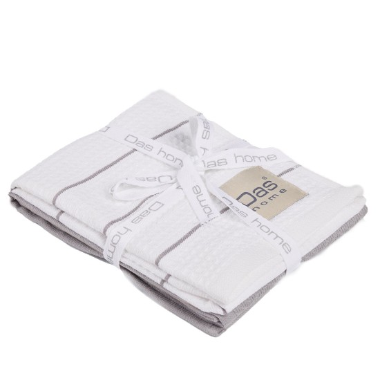 Ποτηρόπανα Σετ Kitchen 0829 Grey-White Cotton Das Home (30x50) 2Τεμ