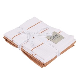 Ποτηρόπανα Σετ Kitchen 0831 Teracotta-White Cotton Das Home (30x50) 2Τεμ