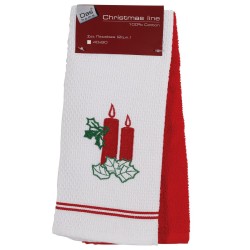 Ποτηρόπανα Σετ Christmas Line Embroidery 0629 Cotton Das Home (40x60) 2Τεμ