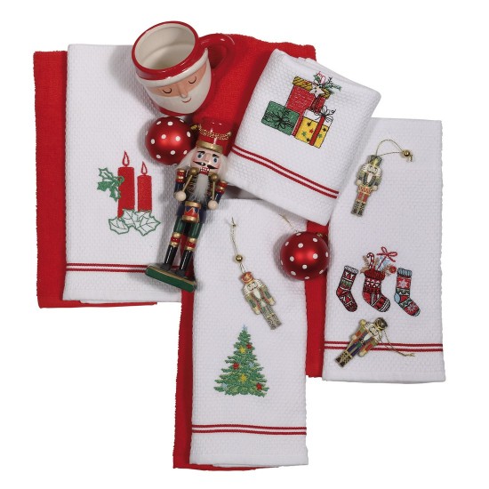 Ποτηρόπανα Σετ Christmas Line Embroidery 0629 Cotton Das Home (40x60) 2Τεμ