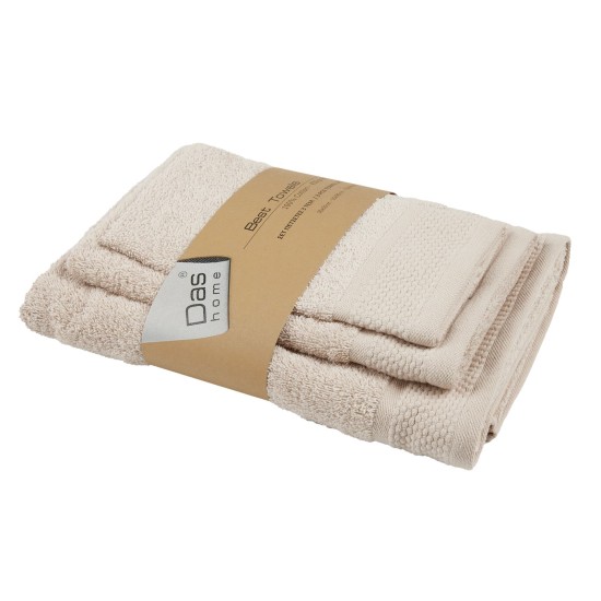 Πετσέτες Σετ Best 0833 Taupe Cotton Das Home 3Τεμ