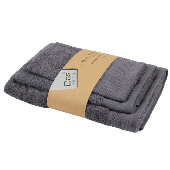 Πετσέτες Σετ Best 0835 Dark Grey Cotton Das Home 3Τεμ