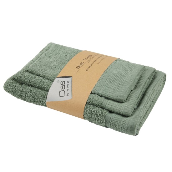 Πετσέτες Σετ Best 0836 Green Cotton Das Home 3Τεμ