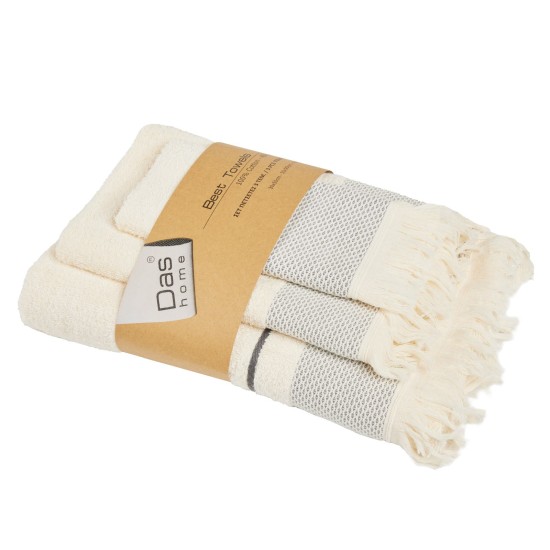 Πετσέτες Σετ Best 0840 Ivory Cotton Das Home 3Τεμ