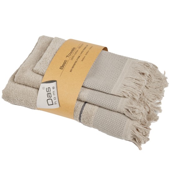 Πετσέτες Σετ Best 0842 Taupe Cotton Das Home 3Τεμ