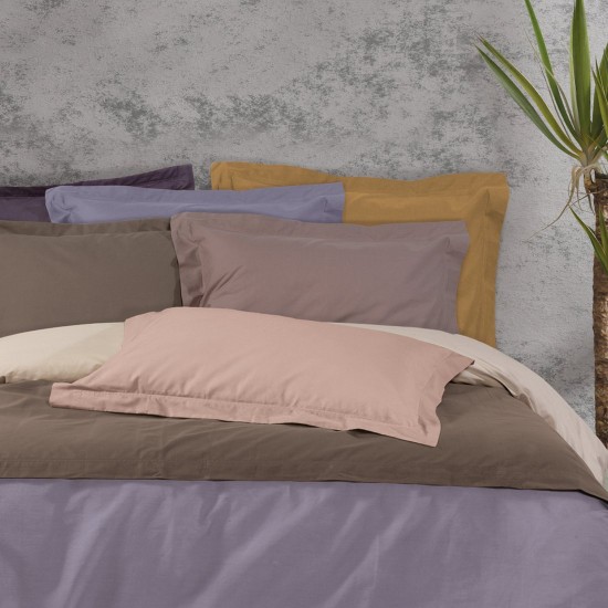 Μαξιλαροθήκες Σετ Best Line Colours Grey 1020 Cotton Das Home (50x70+5) 2Τεμ