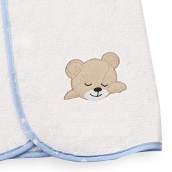 Κάπα Βρεφική Baby Bath Sleeping Bear Pink 11 Με Κέντημα Cotton Dimcol (80x80) 1Τεμ