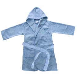 Μπουρνούζι Βρεφικό Με Κέντημα Baby Bath Ελεφαντάκι 46 L.Blue Cotton Dimcol 1Τεμ