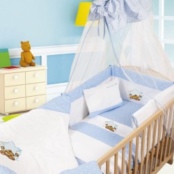 Πάπλωμα Βρεφικό Με Κέντημα Κούνιας Baby Αστέρι 127 White - L.Blue Cotton Dimcol (100x140) 1Τεμ