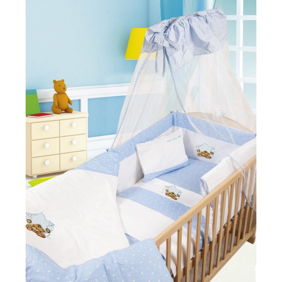 Πάπλωμα Βρεφικό Με Κέντημα Κούνιας Baby Αστέρι 127 White - L.Blue Cotton Dimcol (100x140) 1Τεμ