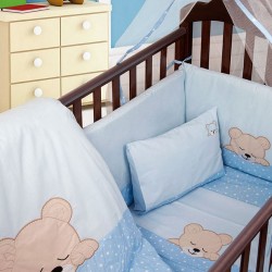 Σετ Κούνιας Σετ Sleeping Bear Cup Blue 13 Με Κέντημα Cotton Dimcol 3Τεμ