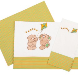 Σεντόνια Βρεφικά Με Κέντημα Κούνιας Σετ Χαρταετός 91 L.Green Cotton Dimcol (120x170) 3Τεμ