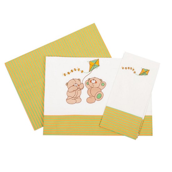 Σεντόνια Βρεφικά Με Κέντημα Κούνιας Σετ Χαρταετός 91 L.Green Cotton Dimcol (120x170) 3Τεμ