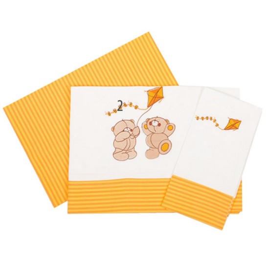 Σεντόνια Βρεφικά Με Κέντημα Κούνιας Σετ Χαρταετός 92 Orange Cotton Dimcol (120x170) 3Τεμ