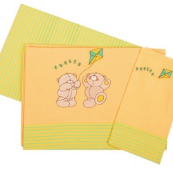 Σεντόνια Βρεφικά Με Κέντημα Κούνιας Σετ Χαρταετός 92 Orange-L.Green Cotton Dimcol (120x170) 3Τεμ