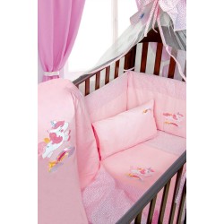 Κουνουπιέρα Κούνιας Unicorn 41 Pink Με Κέντημα Cotton Dimcol (1,60x4,90) 1Τεμ