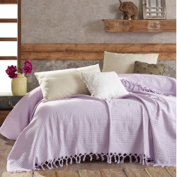 Κουβέρτα Πικέ Υπέρδιπλη Dobby Lilac Cotton Dimcol (220x240) 1Τεμ