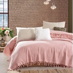 Κουβέρτα Πικέ Υπέρδιπλη Dobby Cashmere Pink Cotton Dimcol (220x240) 1Τεμ