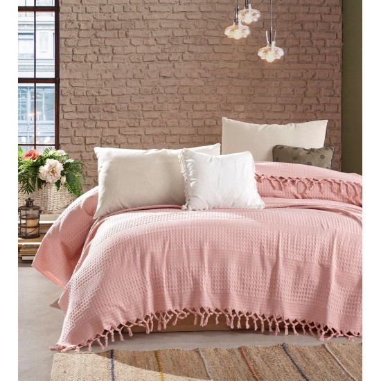 Κουβέρτα Πικέ Υπέρδιπλη Dobby Cashmere Pink Cotton Dimcol (220x240) 1Τεμ