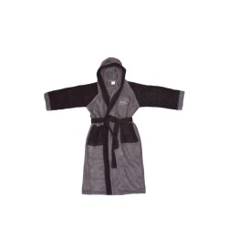 Μπουρνούζι Παιδικό Με Κουκύλα Happy Smile Γκρί-Μάυρο Dimcol 1Τεμ