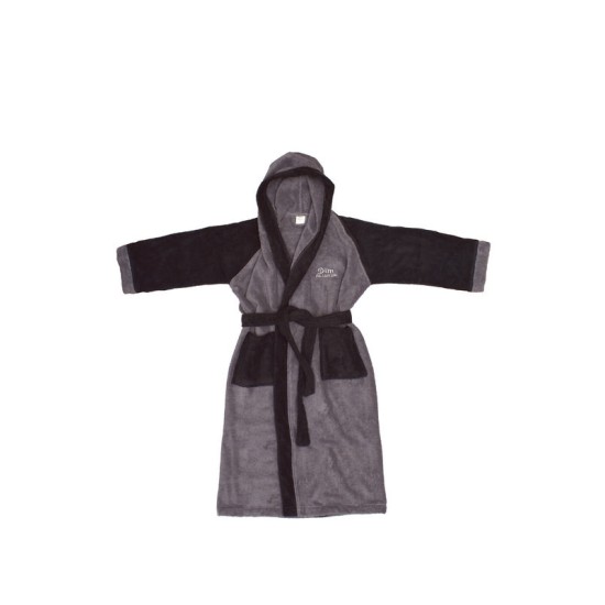 Μπουρνούζι Παιδικό Με Κουκύλα Happy Smile Γκρί-Μάυρο Dimcol 1Τεμ