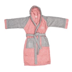 Μπουρνούζι Παιδικό Με Κουκύλα Happy Smile Κοραλί-Γκρί Dimcol 1Τεμ