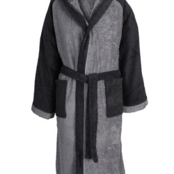 Μπουρνούζι Με Κουκούλα 4020 Grey-Black Raglan Μανίκια Cotton Dimcol 1Τεμ