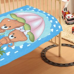 Κουβέρτα Βελουτέ Κούνιας Rainy Bears 05 Sky Blue Dimcol (110x140) 1Τεμ