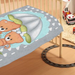 Κουβέρτα Βελουτέ Κούνιας Rainy Bears 07 Grey Dimcol (110x140) 1Τεμ