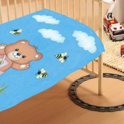 Κουβέρτα Βελουτέ Κούνιας Teddy Bear 01 Sky Blue Dimcol (110x140) 1Τεμ