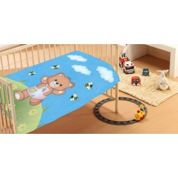 Κουβέρτα Βελουτέ Κούνιας Teddy Bear 01 Sky Blue Dimcol (110x140) 1Τεμ