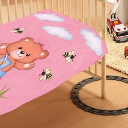Κουβέρτα Βελουτέ Κούνιας Teddy Bear 02 Pink Dimcol (110x140) 1Τεμ