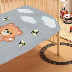 Κουβέρτα Βελουτέ Κούνιας Teddy Bear 03 Grey Dimcol (110x140) 1Τεμ