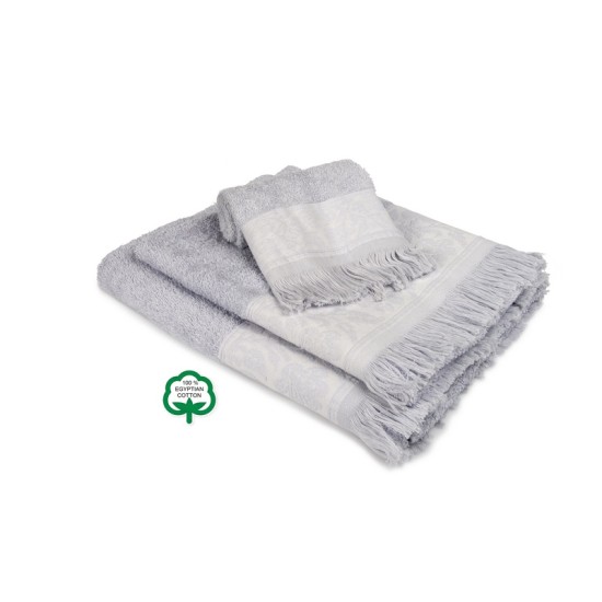 Πετσέτες Σετ Bath Towels Νέμεσις 14 Grey Jacquard Cotton Dimcol 3Τεμ