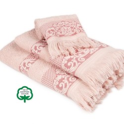 Πετσέτες Σετ Bath Towels Ίσιδα 02 Pink Jacquard Cotton Dimcol 3Τεμ