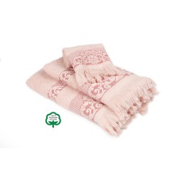 Πετσέτες Σετ Bath Towels Ίσιδα 02 Pink Jacquard Cotton Dimcol 3Τεμ