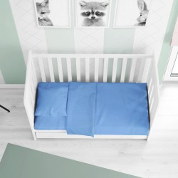 Σεντόνια Κούνιας Σετ Solid 498 Sky Blue Cotton Dimcol (120x160) 3Τεμ