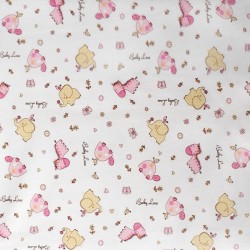 Σεντόνι Λίκνου Elephant 172 Pink Cotton Dimcol (80x110) 1Τεμ