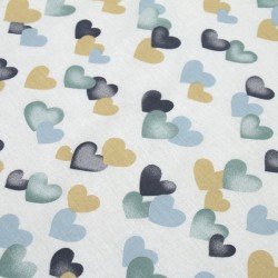 Πάνα-Χασές Hearts 11 Grey-Green Cotton Dimcol (80x80) 1Τεμ