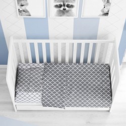 Σεντόνια Βρεφικά Κούνιας Σετ Windows 137 Grey-White Cotton Dimcol (120x160) 3Τεμ
