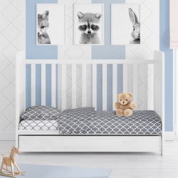Σεντόνια Βρεφικά Κούνιας Σετ Windows 137 Grey-White Cotton Dimcol (120x160) 3Τεμ
