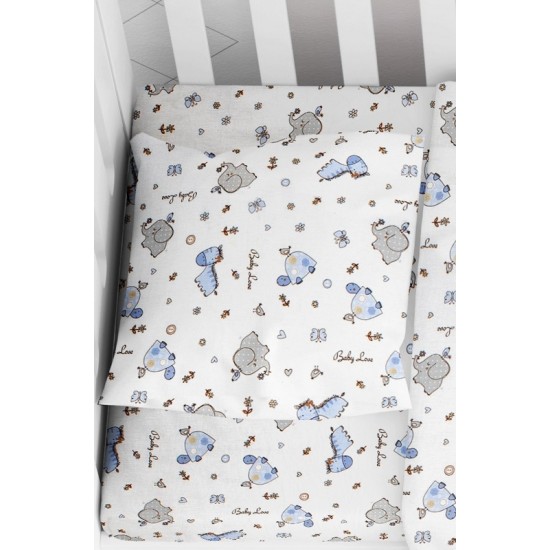 Μαξιλαροθήκη Κούνιας Elephant 174 Blue Cotton Dimcol (35x45) 1Τεμ