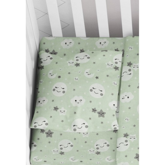 Μαξιλαροθήκη Κούνιας Baby Smile 80 Green Cotton Dimcol (35x45) 1Τεμ