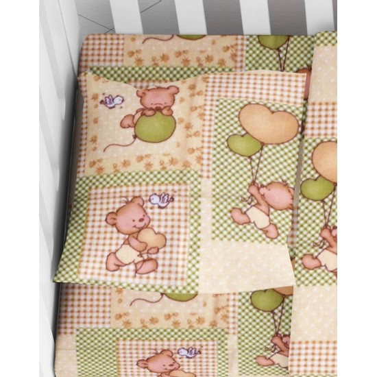 Μαξιλαροθήκη Φανελένια Κούνιας Baby Flannel Baloon 76 Beige Cotton Dimcol (35x45) 1Τεμ