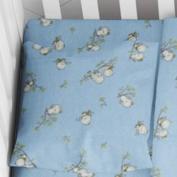 Μαξιλαροθήκη Φανελένια Κούνιας Baby Birds 14 Blue Cotton Dimcol (35x45) 1Τεμ