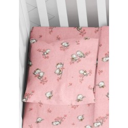 Μαξιλαροθήκη Φανελένια Κούνιας Baby Birds 15 Pink Cotton Dimcol (35x45) 1Τεμ