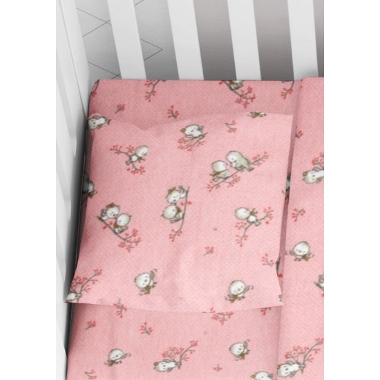 Μαξιλαροθήκη Φανελένια Κούνιας Baby Birds 15 Pink Cotton Dimcol (35x45) 1Τεμ Μαξιλαροθήκη Φανελένια Κούνιας Baby Birds 15 Pink Cotton Dimcol (35x45) 1Τεμ