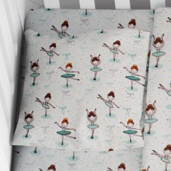 Μαξιλαροθήκη Φανελένια Κούνιας Μπαλαρίνα 166 Green Cotton Dimcol (35x45) 1Τεμ