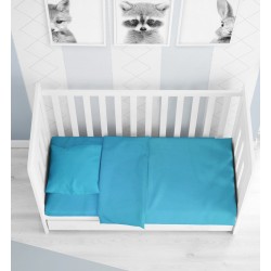 Σεντόνια Κούνιας Σετ Solid 493 Turquoise Cotton Dimcol (120x160) 3Τεμ