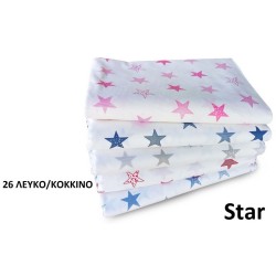 Κατωσέντονο Κούνιας Baby Bed Star 26 White-Red Cotton Dimcol (70x140+15) Με Λάστιχο 1Τεμ